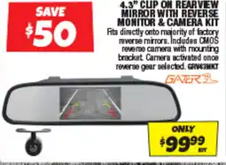Autobarn 4.3" cup on rearview mirror with reverse monitor & camera kit offer