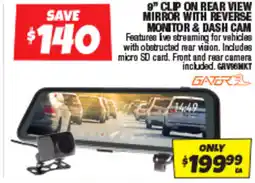 Autobarn 9" clip on rear view mirror with reverse monitor & dash cam offer