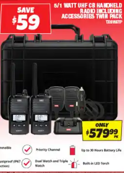 Autobarn 5/1 watt uhf cb handheld radio including accessories twin pack offer