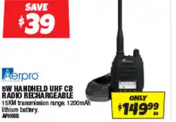 Autobarn 5w handheld uhf cb radio rechargeable offer