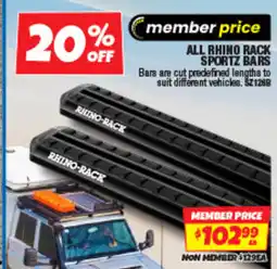 Autobarn All rhino rack sportz bars offer