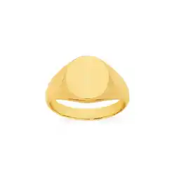 Angus & Coote 9ct Gold Plain Oval Signet Men's Ring offer