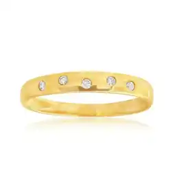 Shiels 9ct Yellow Gold 0.05 Carat Diamond Ring with 5 Brilliant Cut Diamonds offer