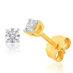 Shiels Luminesce Lab Grown Diamond Solitiaire Classic 1/5 Carat Stud Earring 9ct Yellow Gold offer