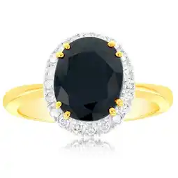 Shiels 9ct Yellow Gold 8X10mm Oval Cut Natural Sapphire and Diamond Ring offer