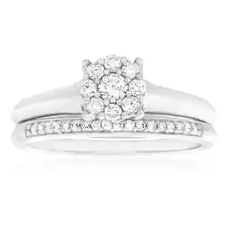 Shiels 9ct White Gold 2 Ring Bridal Set With 0.3 Carats Of Brilliant Cut Diamonds offer