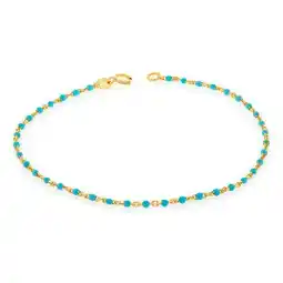 Shiels 9ct Yellow Gold Turquoise Blue Beads Fancy Bracelet offer