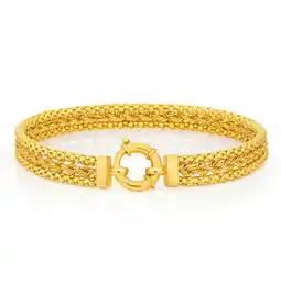 Shiels 9ct Yellow Gold Fancy Mesh Bracelet with Bolt Ring 19cm offer