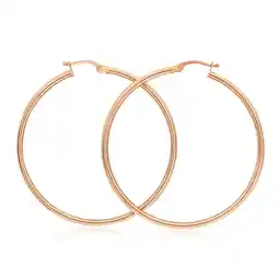 Shiels 9ct Rose Gold Plain 40mm Hoop Earrings European made offer