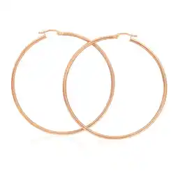 Shiels 9ct Rose Gold Plain 50mm Hoop Earrings European made offer