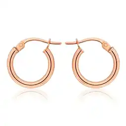 Shiels 9ct Rose Gold Plain 10mm Hoop Earrings European made offer