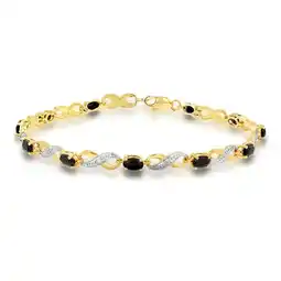 Shiels 9ct Yellow Gold Natural Black Sapphire and Diamond Infinity Bracelet 18cm offer