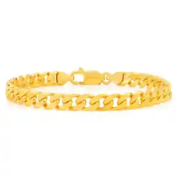 Shiels 9ct Yellow Gold Heavy Curb Flat Tight Bevelled 21cm Bracelet 250gauge offer