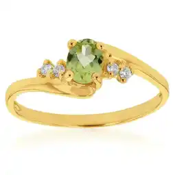 Shiels 9ct Yellow Gold Peridot and Zirconia Ring offer