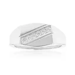 Shiels Sterling Silver Zirconia Mens Ring offer