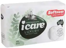IGA Icare Luxury 100% Recycled Paper Toilet Tissue 3 Ply 8 Pack offer