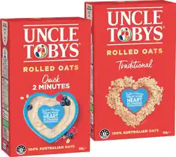 IGA Uncle Tobys Oats 490-500g Selected Varieties offer