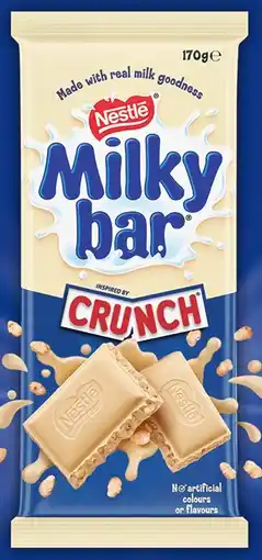 IGA NEW Nestlé Milky Bar Crunch Chocolate Block 170g offer