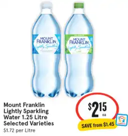 IGA Mount Franklin Lightly Sparkling Water Selected Varieties offer