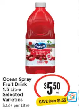 IGA Ocean Spray Fruit Drink Selected Varieties offer