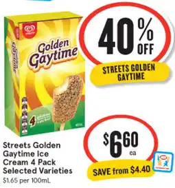 IGA Streets Golden Gaytime Ice Cream Selected Varieties offer