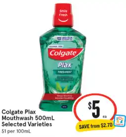 IGA Colgate Plax Mouthwash Selected Varieties offer