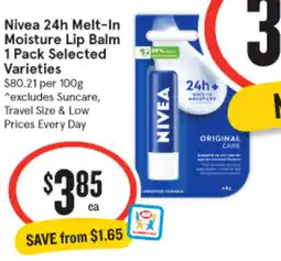 IGA Nivea 24h Melt-In Moisture Lip Balm Selected Varieties offer