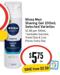 IGA Nivea Men Shaving Gel Selected Varieties offer