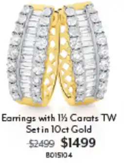 Angus & Coote Earrings with 1 Carats TW Set in 10ct Gold offer