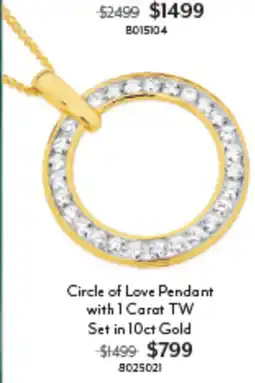 Angus & Coote Circle of Love Pendant with 1 Carat TW Set in 10ct Gold offer