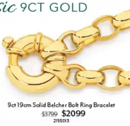 Angus & Coote 9ct 19cm Solid Belcher Bolt Ring Bracelet offer