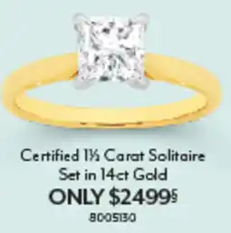 Angus & Coote Certified 1½ Carat Solitaire Set in 14ct Gold offer