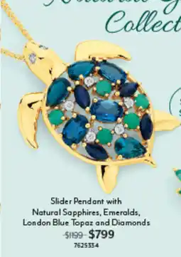 Angus & Coote Slider Pendant with Natural Sapphires, Emeralds, London Blue Topaz and Diamonds offer
