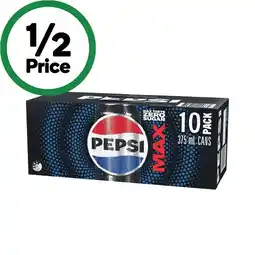 Woolworths Pepsi, Solo, Mountain Dew or Schweppes Lemonade Soft Drink Varieties 10 x 375ml offer