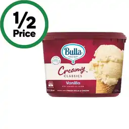 Woolworths Bulla Creamy Classics 2 Litre – From the Freezer offer