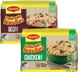 Coles Maggi 2 Minute Noodles 5 Pack 345g-380g offer