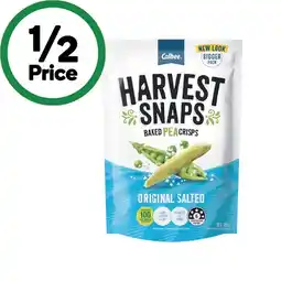 Woolworths Calbee Harvest Snaps Baked Pea Crisps 120g offer
