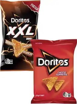 Coles Doritos or XXL Corn Chips 150g-170g offer