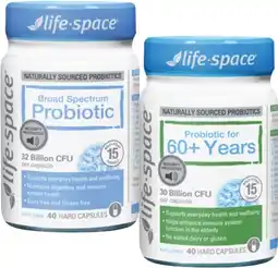 Coles Life-Space Broad Spectrum Probiotic or Probiotic For 60+ Years Capsules 40 Pack^ offer