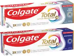 Coles Colgate Total Active Prevention Whitening or Deep Clean Toothpaste 115g offer