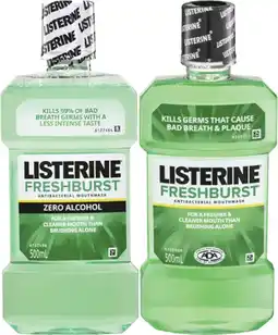 Coles Listerine Freshburst or Freshburst Zero Mouthwash 500mL offer