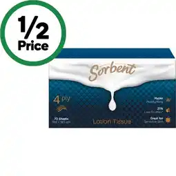 Woolworths Sorbent Lotion Tissues Pk 70 offer
