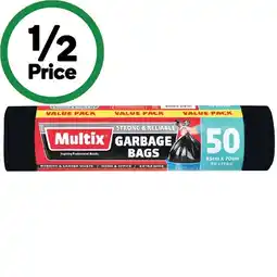 Woolworths Multix Extra Wide Garbage Bags Roll Pk 50 offer