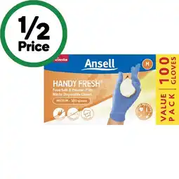Woolworths Ansell Handy Fresh Disposable Gloves Pk 100 offer
