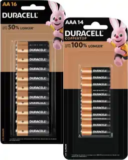 Coles Duracell Coppertop Batteries AA 16 Pack or AAA 14 Pack offer