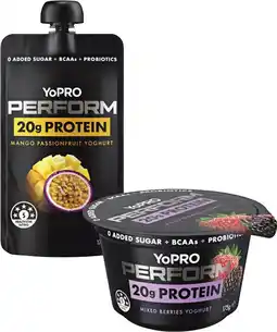Coles Danone YoPro Perform Protein Yoghurt Pot or Pouch 175g offer