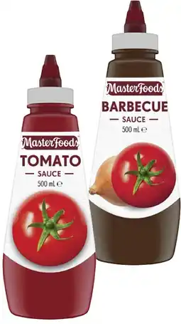 Coles MasterFoods Squeeze Tomato or Barbecue Sauce 475mL-500mL offer