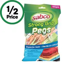 Woolworths Sabco Strong Grip Pegs Pk 50 offer