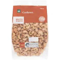 Woolworths Woolworths Cashews Roasted & Salted 750g Pack offer