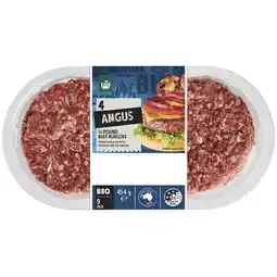 Woolworths Woolworths Australian Angus Beef Burgers 454g Pk 4 offer